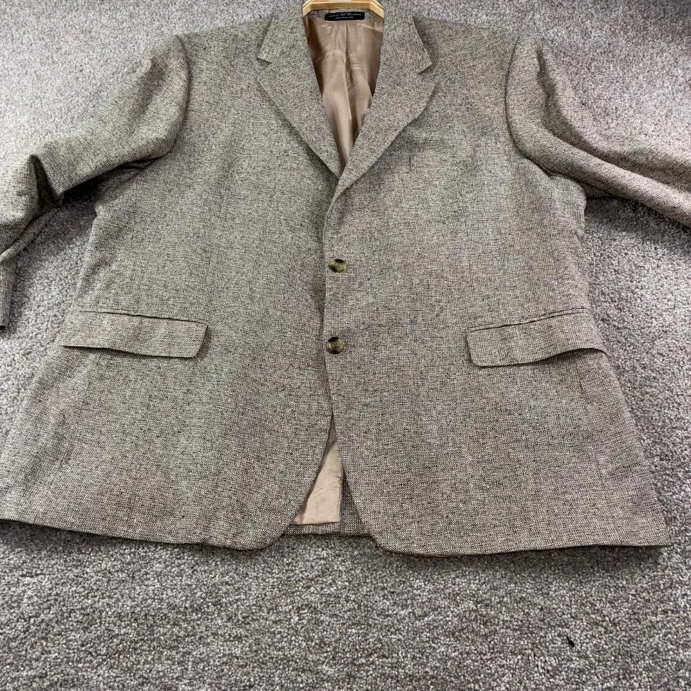 Gianfranco Ruffini Italy Mens 48R Blazer Jacket Tan Silk Tweed Sport Coat Career